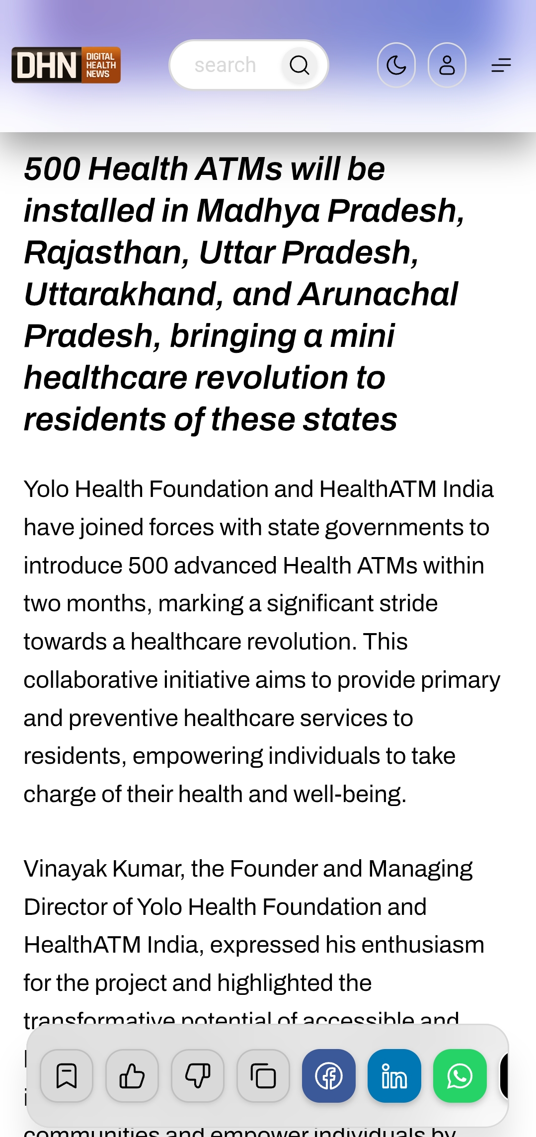 Yolo Health Foundation & HealthATM India Launch 500 Health ATMs with State Governments